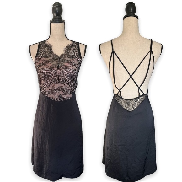 NWT Kendall and Kylie Black and Nude Strappy Slip Dress sz L - Picture 9 of 11